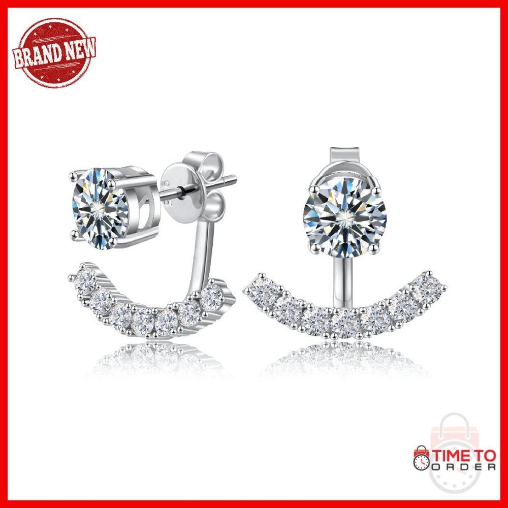 Sterling Silver Moissanite Stud Earrings 3CT Dazzling D Color VVS1 Clarity